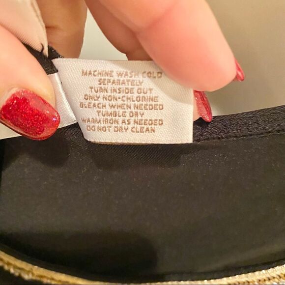 Chico’s EUC Black Tank w/ Gold Bead Collar Detail - Picture 5 of 5